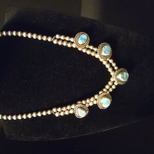 Chic Turquoise and Gold Beaded Necklace